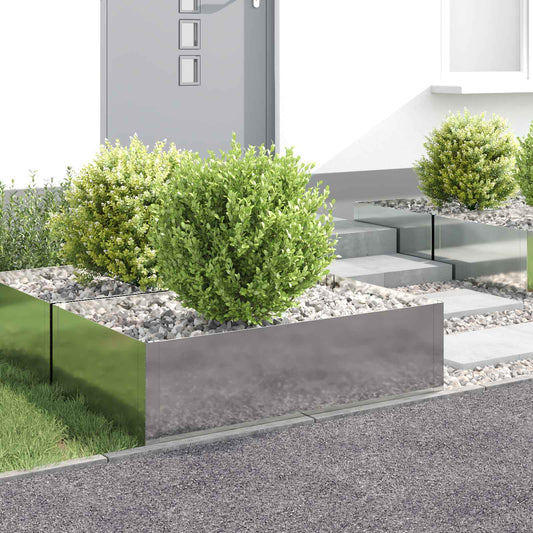 vidaXL Περίγραμμα γκαζόν 4 τμχ. 100 x 60 x 35 cm Ατσάλι Ασημί