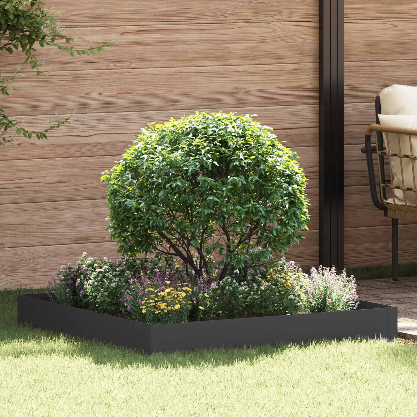 vidaXL Περίγραμμα γκαζόν 100 x 100 x 20 cm Ατσάλι Μαύρο