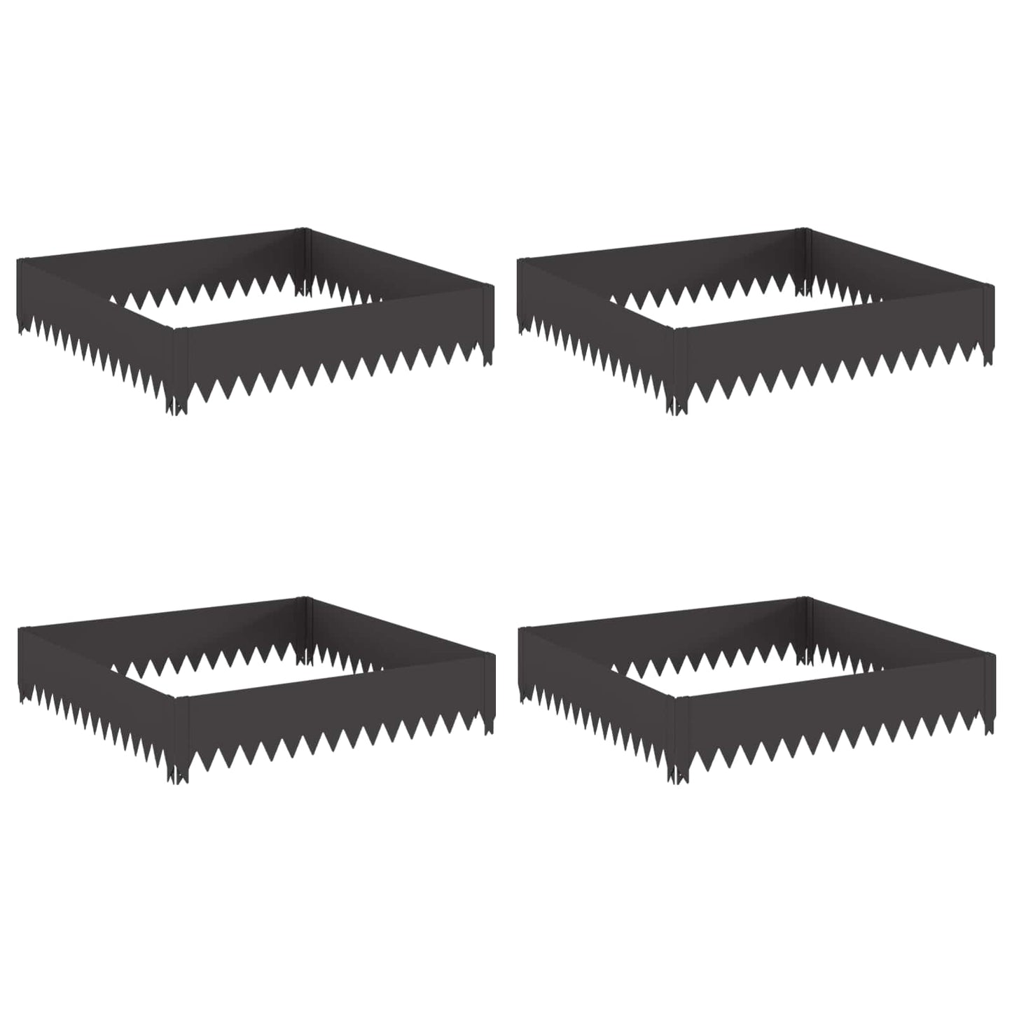 vidaXL Περίγραμμα γκαζόν 4 pcs 100 x 100 x 20 cm Ατσάλι Μαύρο