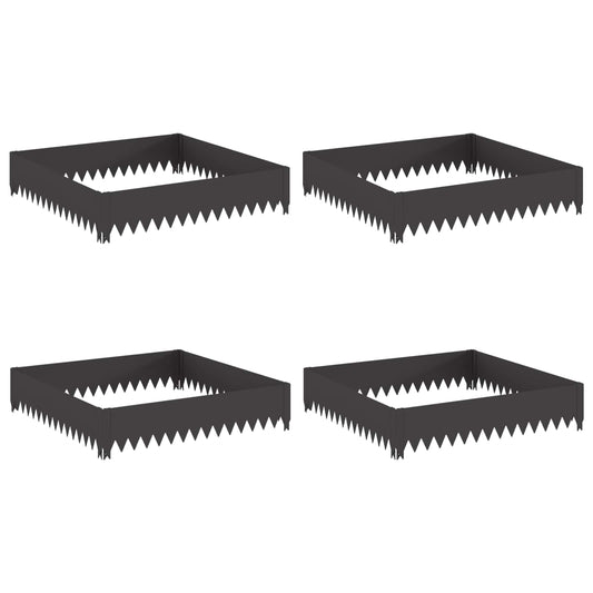 vidaXL Περίγραμμα γκαζόν 4 pcs 100 x 100 x 20 cm Ατσάλι Μαύρο