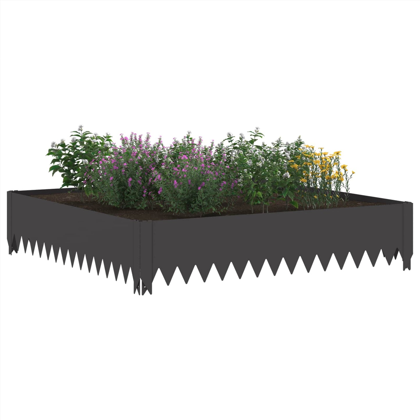 vidaXL Περίγραμμα γκαζόν 4 pcs 100 x 100 x 20 cm Ατσάλι Μαύρο