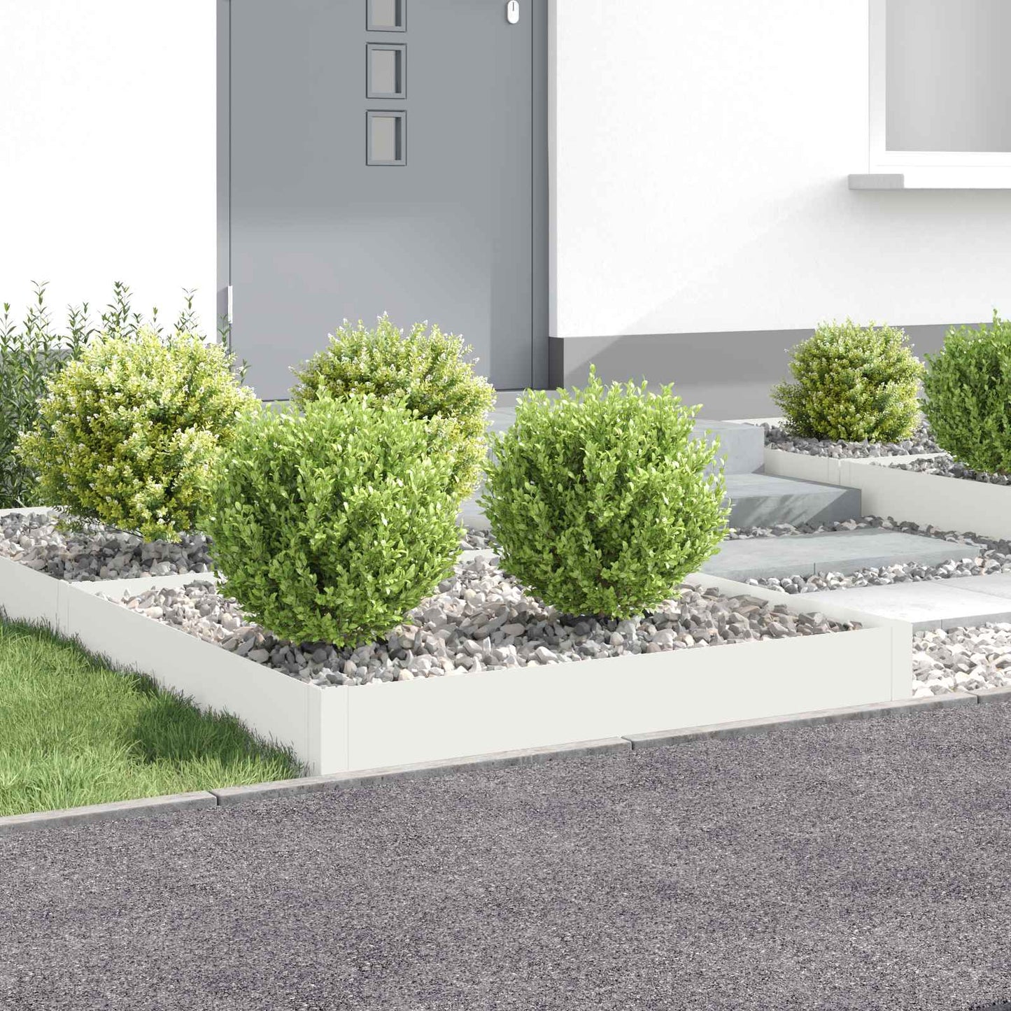 vidaXL Περίγραμμα γκαζόν 4 τμχ. 100 x 100 x 20 cm Ατσάλι Λευκό