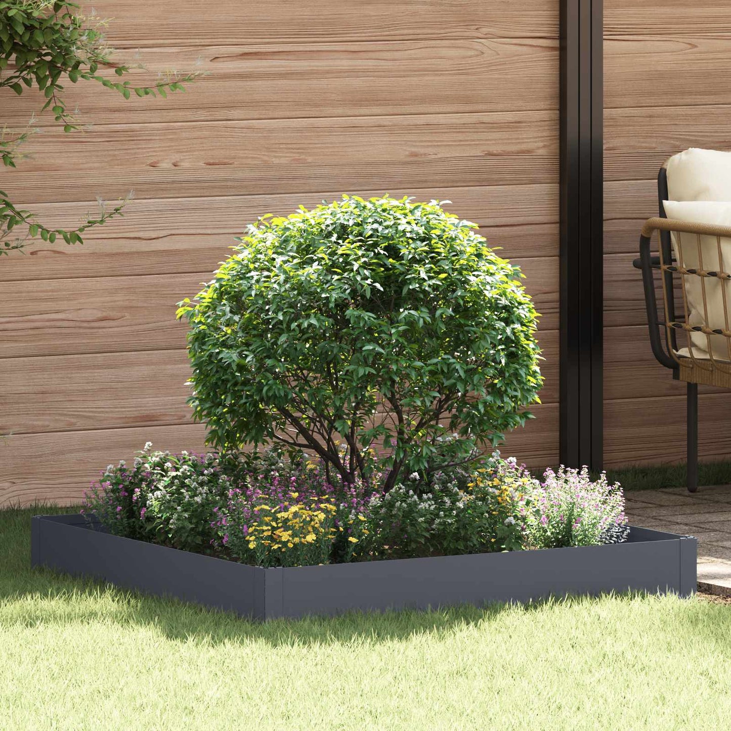 vidaXL Περίγραμμα γκαζόν 100 x 100 x 20 cm Ατσάλι Ανθρακί