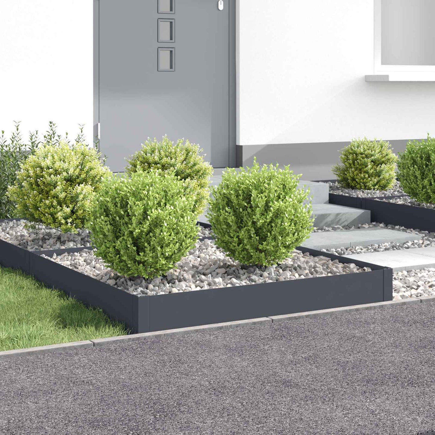vidaXL Περίγραμμα γκαζόν 4 τμχ. 100 x 100 x 20 cm Ατσάλι Ανθρακί