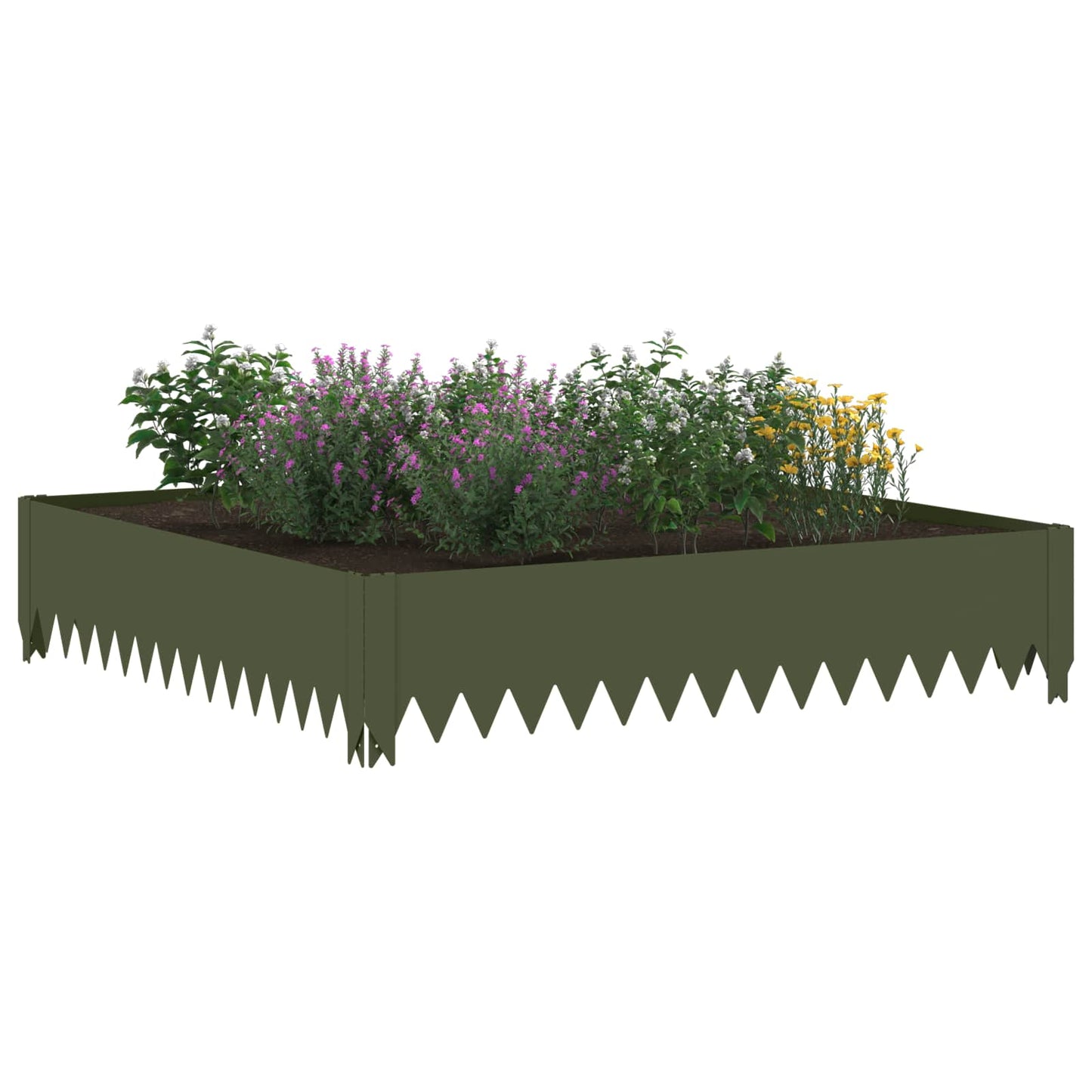 vidaXL Περίγραμμα γκαζόν 100 x 100 x 20 cm Ατσάλι Λαδί