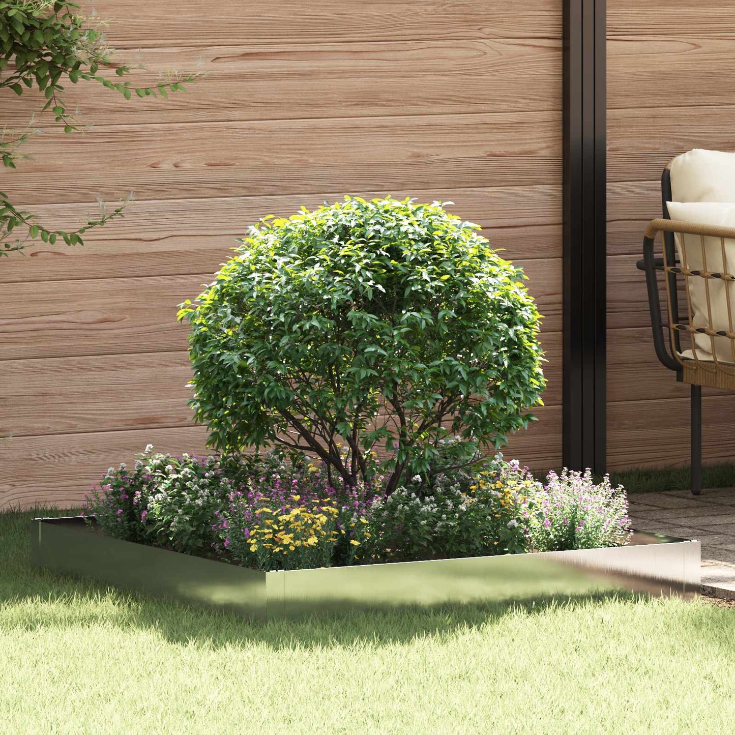 vidaXL Περίγραμμα γκαζόν 100 x 100 x 20 cm Ατσάλι Ασημί