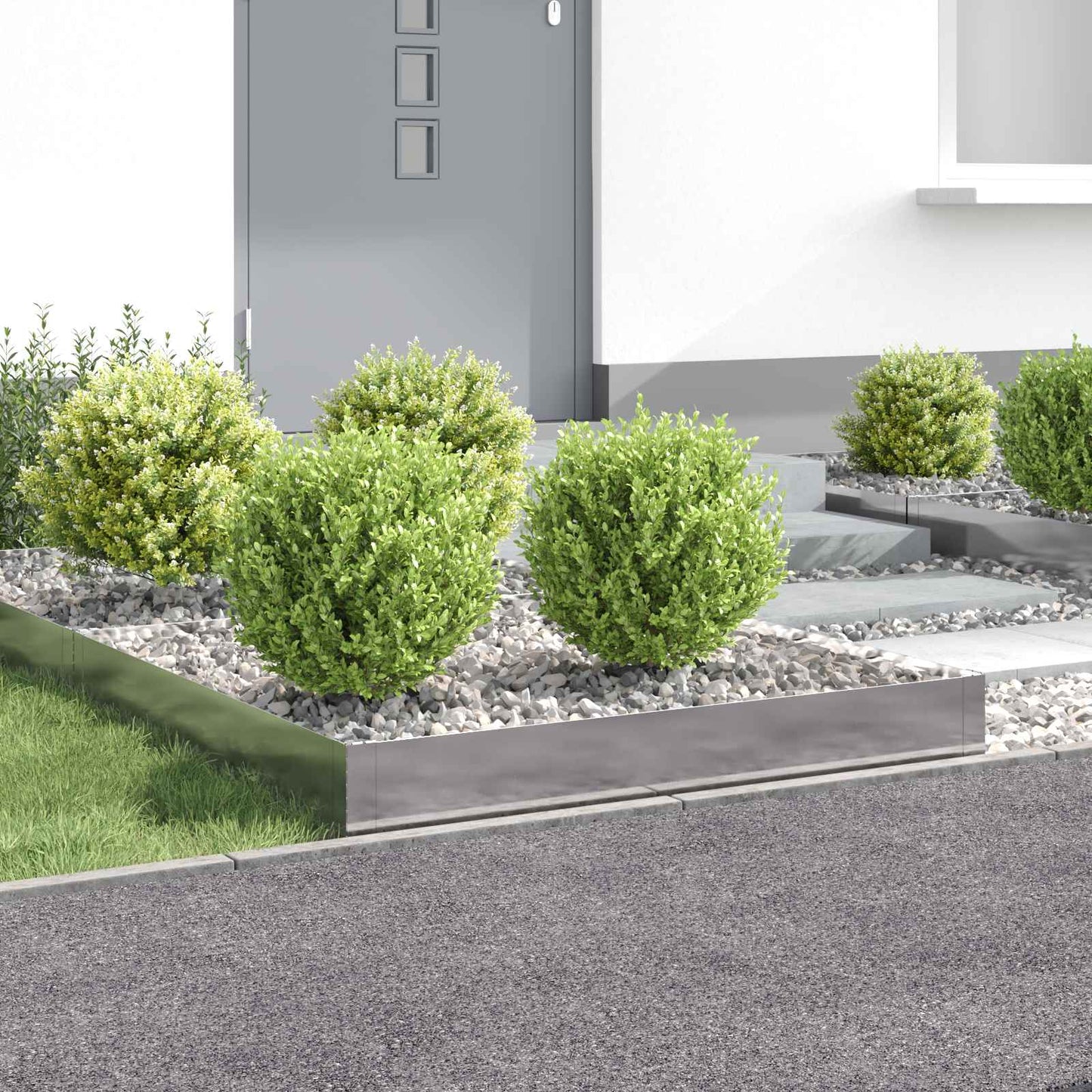 vidaXL Περίγραμμα γκαζόν 4 τμχ. 100 x 100 x 20 cm Ατσάλι Ασημί
