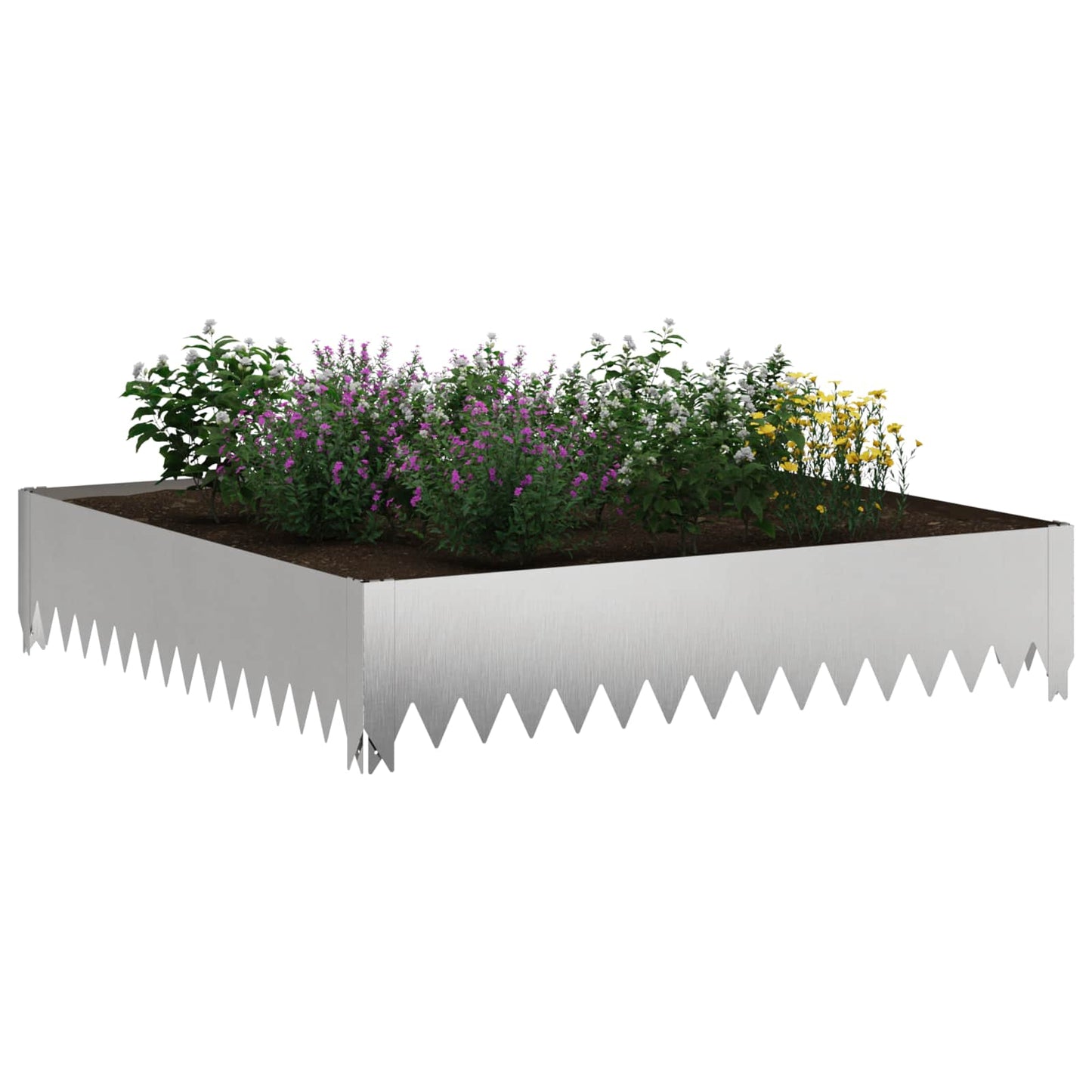 vidaXL Περίγραμμα γκαζόν 4 τμχ. 100 x 100 x 20 cm Ατσάλι Ασημί