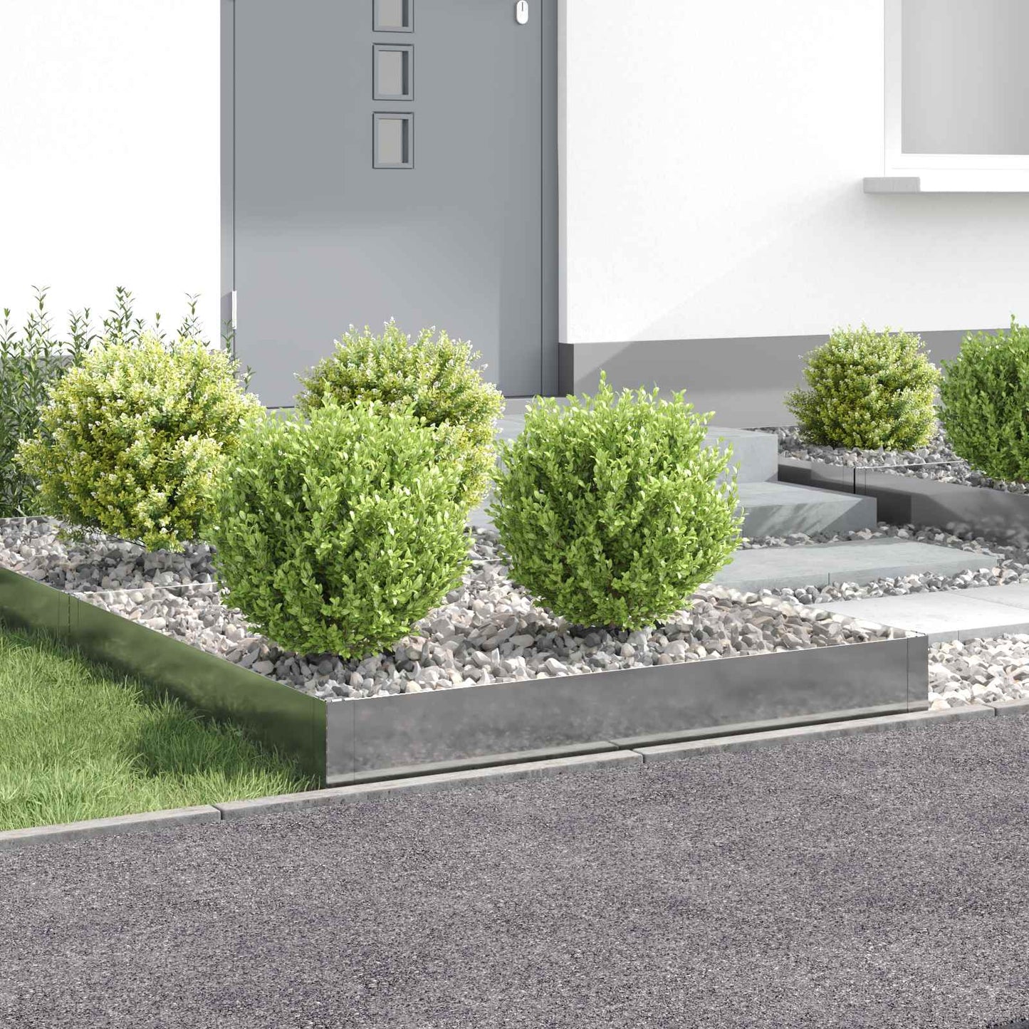 vidaXL Περίγραμμα γκαζόν 4 τμχ. 100 x 100 x 20 cm Ατσάλι Ασημί