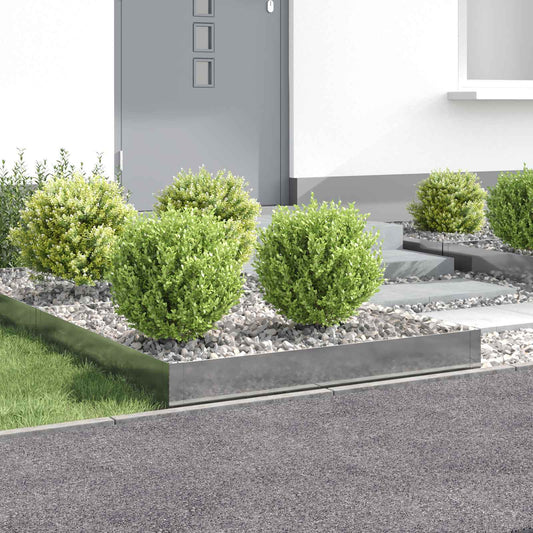 vidaXL Περίγραμμα γκαζόν 4 τμχ. 100 x 100 x 20 cm Ατσάλι Ασημί