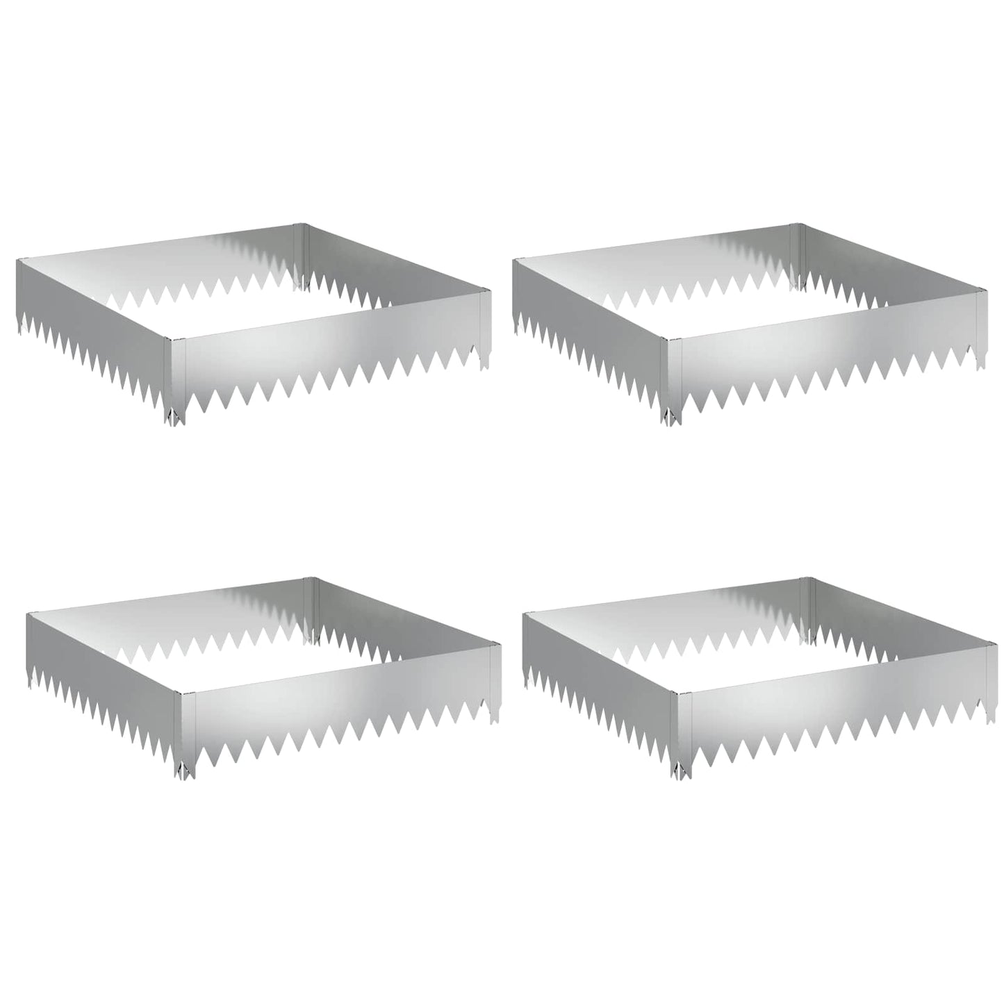 vidaXL Περίγραμμα γκαζόν 4 τμχ. 100 x 100 x 20 cm Ατσάλι Ασημί