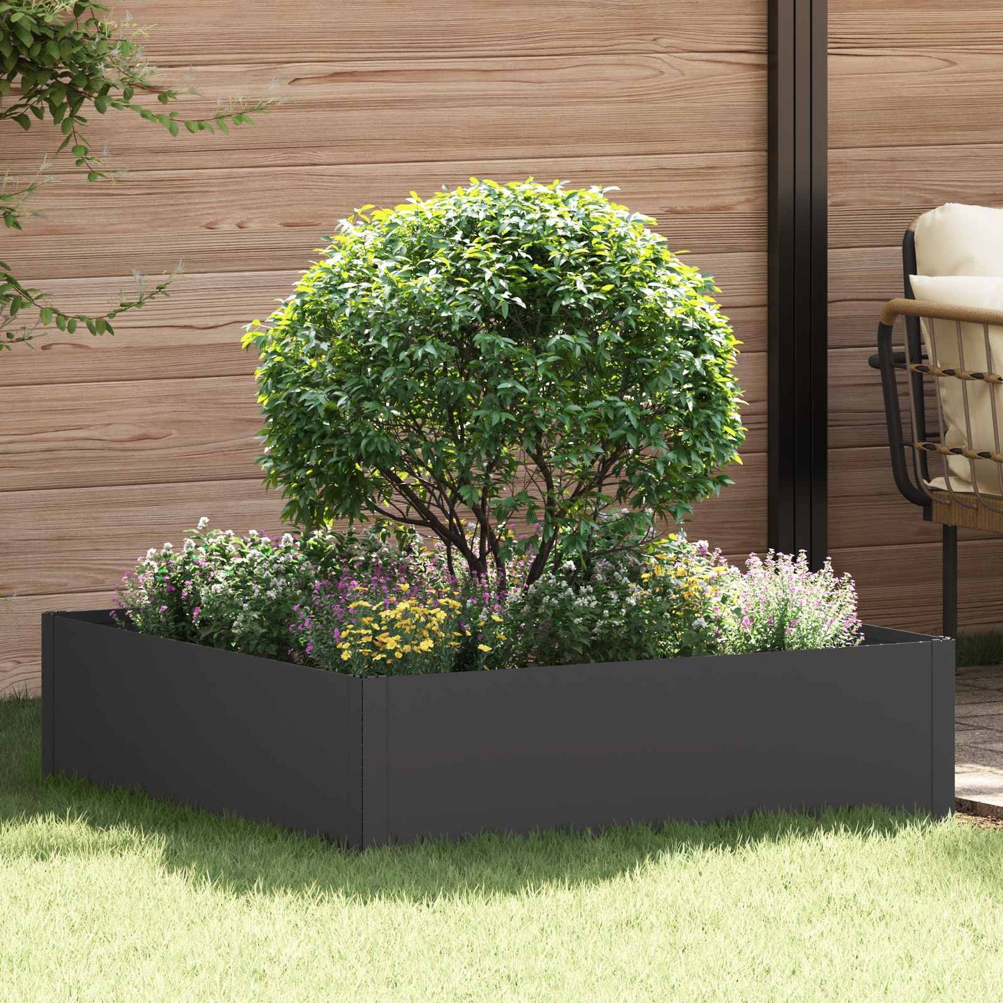 vidaXL Περίγραμμα γκαζόν 100 x 100 x 35 cm Ατσάλι Μαύρο