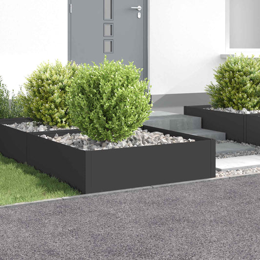 vidaXL Περίγραμμα γκαζόν 4 τμχ. 100 x 100 x 35 cm Ατσάλι Μαύρο