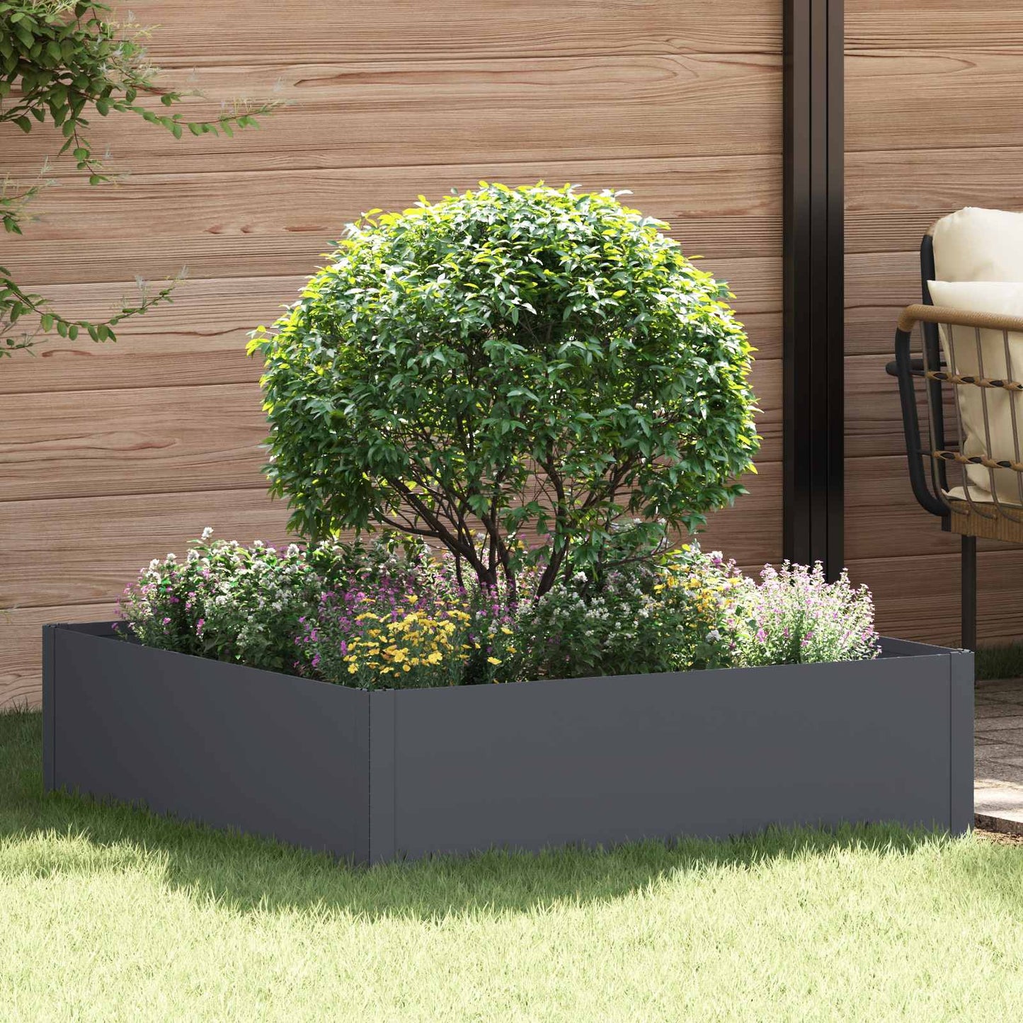 vidaXL Περίγραμμα γκαζόν 100 x 100 x 35 cm Ατσάλι Ανθρακί