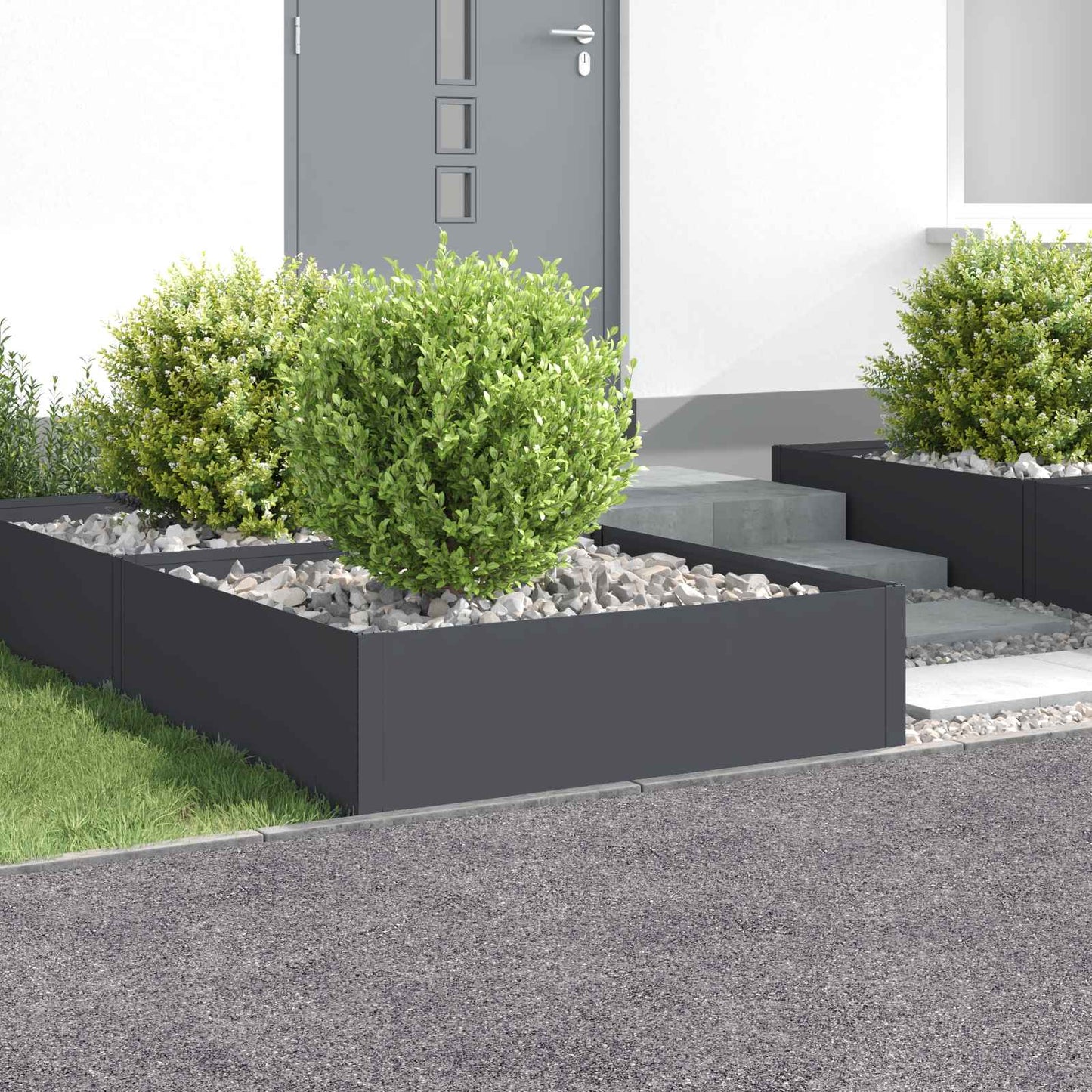vidaXL Περίγραμμα γκαζόν 4 τμχ. 100 x 100 x 35 cm Ατσάλι Ανθρακί
