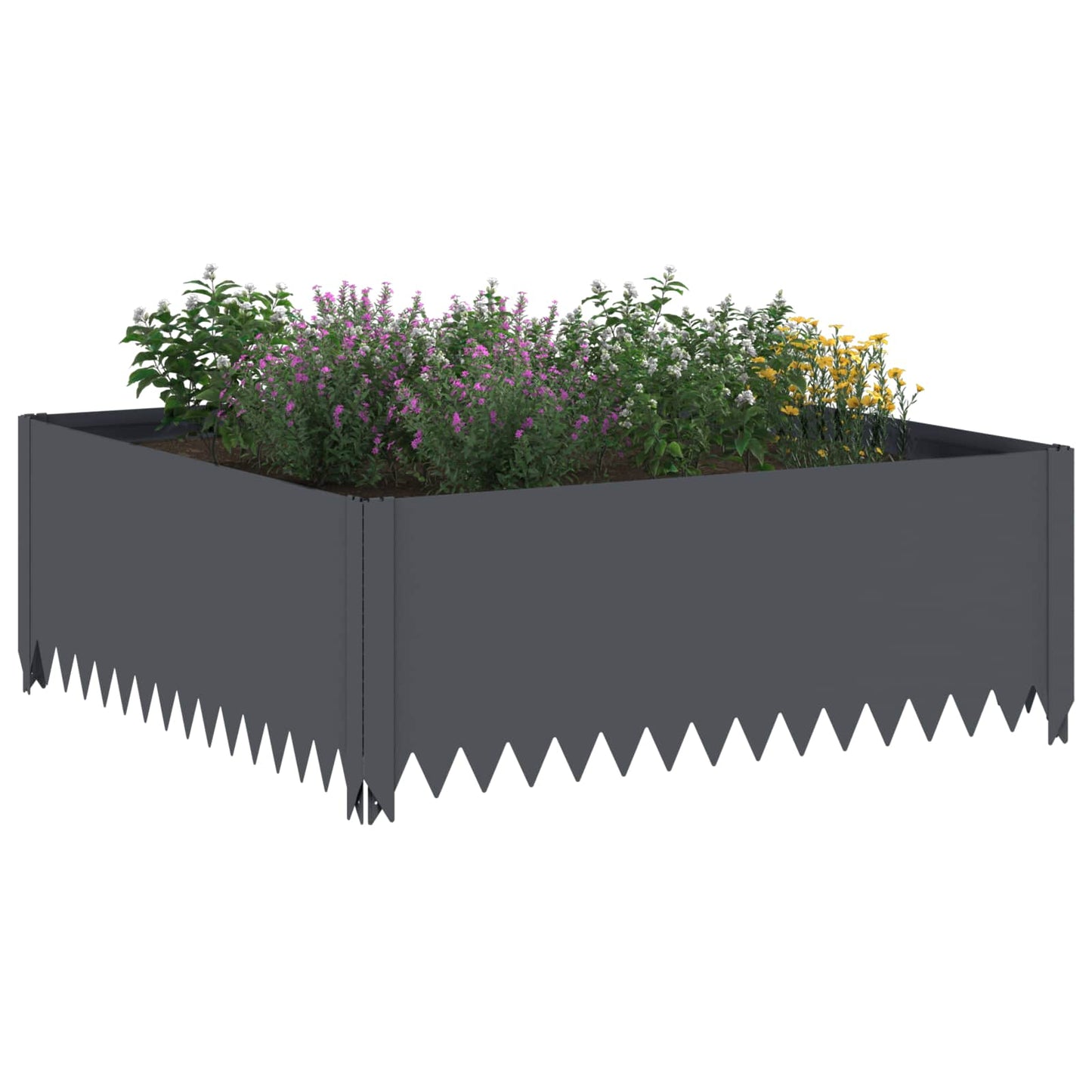 vidaXL Περίγραμμα γκαζόν 4 τμχ. 100 x 100 x 35 cm Ατσάλι Ανθρακί