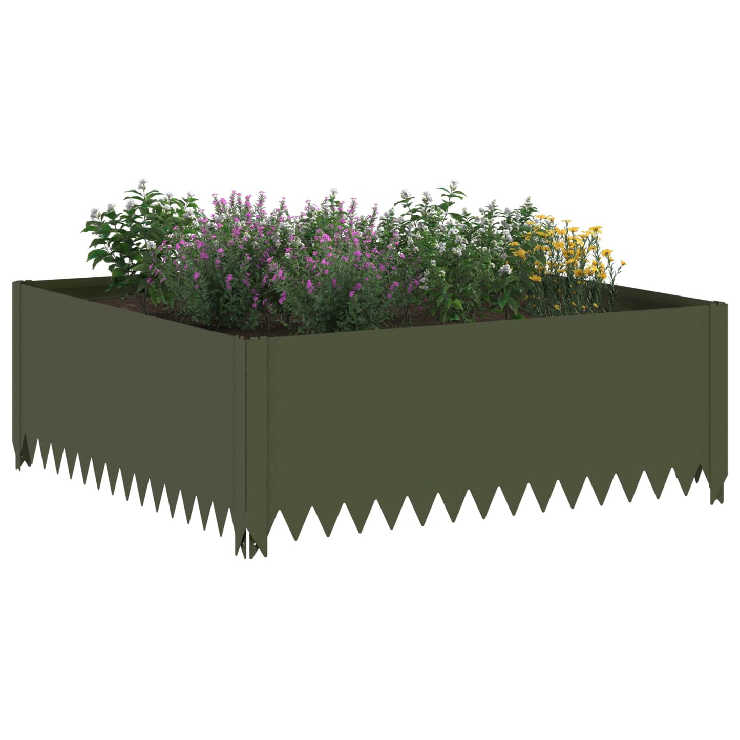 vidaXL Περίγραμμα γκαζόν 100 x 100 x 35 cm Ατσάλι Λαδί