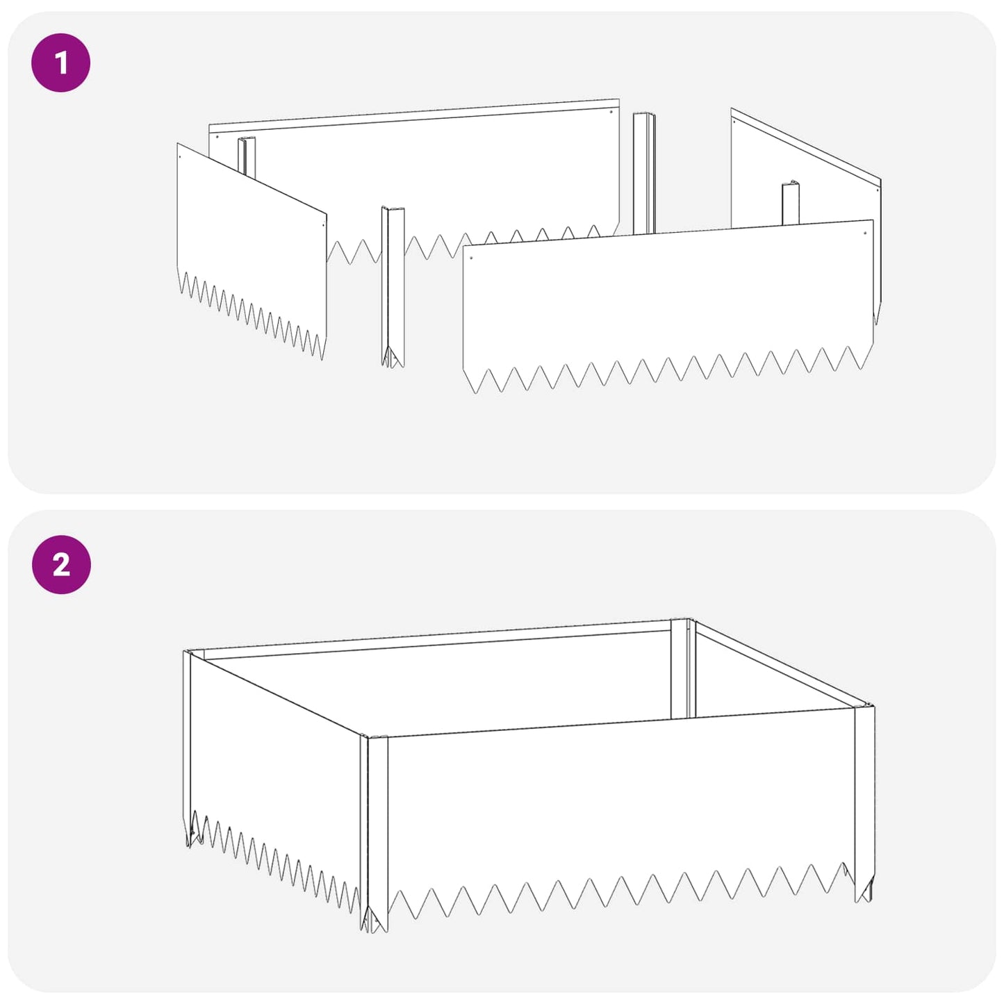 vidaXL Περίγραμμα γκαζόν 100 x 100 x 35 cm Ατσάλι Ασημί