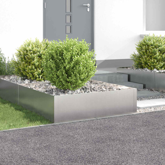 vidaXL Περίγραμμα γκαζόν 4 τμχ. 100 x 100 x 35 cm Ατσάλι Ασημί