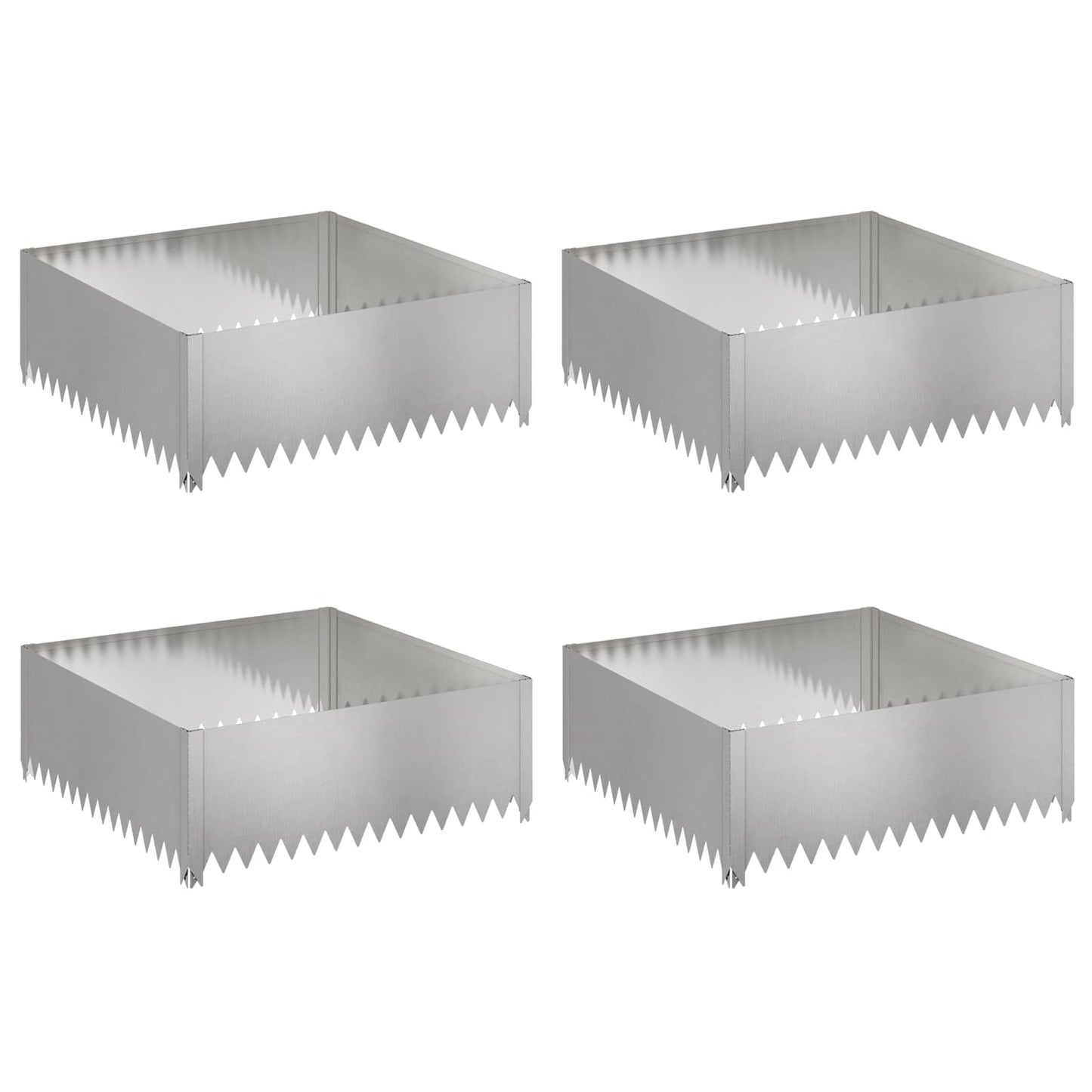 vidaXL Περίγραμμα γκαζόν 4 τμχ. 100 x 100 x 35 cm Ατσάλι Ασημί
