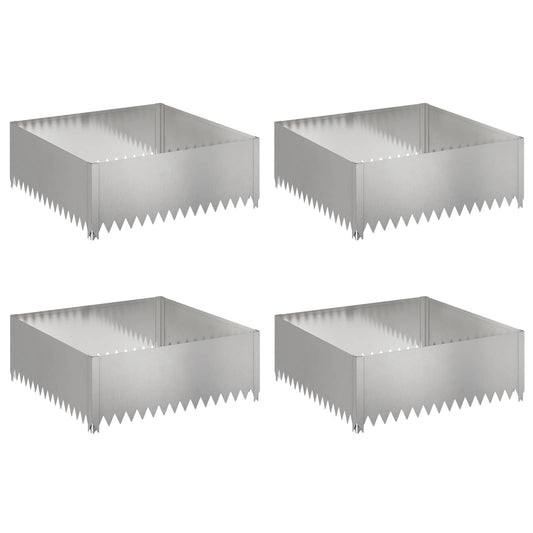 vidaXL Περίγραμμα γκαζόν 4 τμχ. 100 x 100 x 35 cm Ατσάλι Ασημί