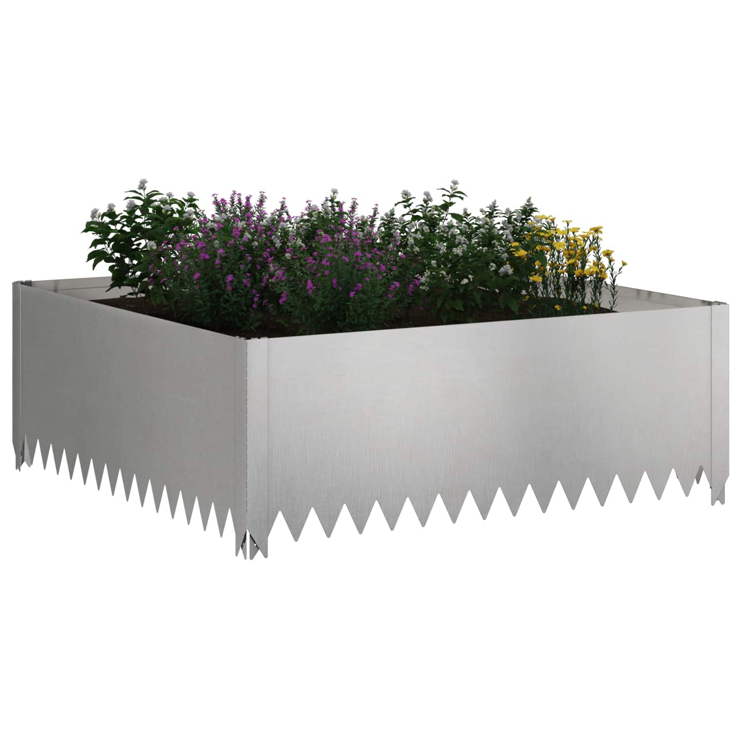 vidaXL Περίγραμμα γκαζόν 4 τμχ. 100 x 100 x 35 cm Ατσάλι Ασημί