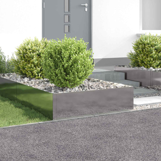 vidaXL Περίγραμμα γκαζόν 4 τμχ. 100 x 100 x 35 cm Ατσάλι Ασημί