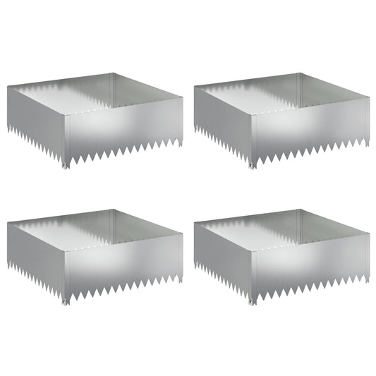 vidaXL Περίγραμμα γκαζόν 4 τμχ. 100 x 100 x 35 cm Ατσάλι Ασημί