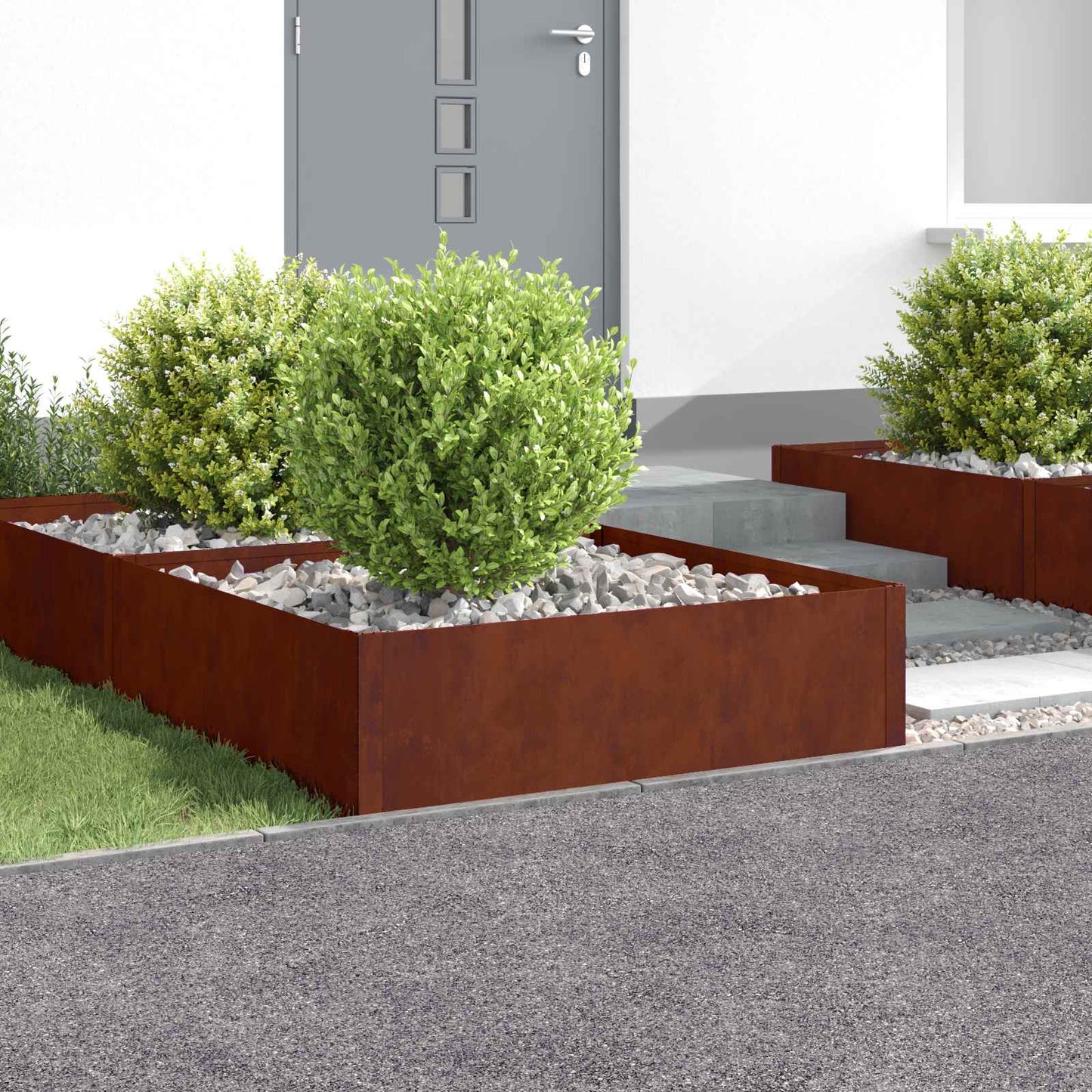 vidaXL Περίγραμμα γκαζόν 4 τμχ. 100 x 100 x 35 cm Ατσάλι Σκ rusty