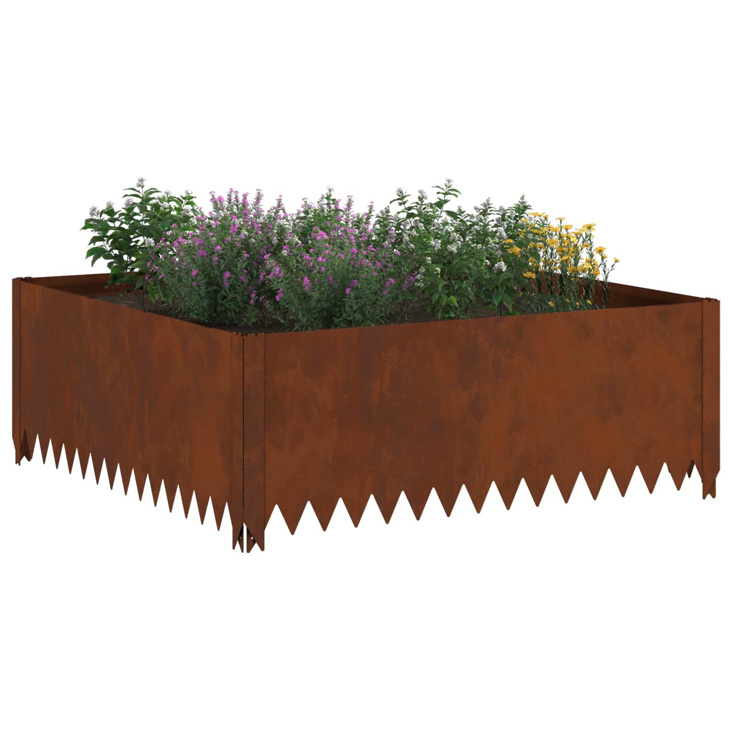 vidaXL Περίγραμμα γκαζόν 4 τμχ. 100 x 100 x 35 cm Ατσάλι Σκ rusty