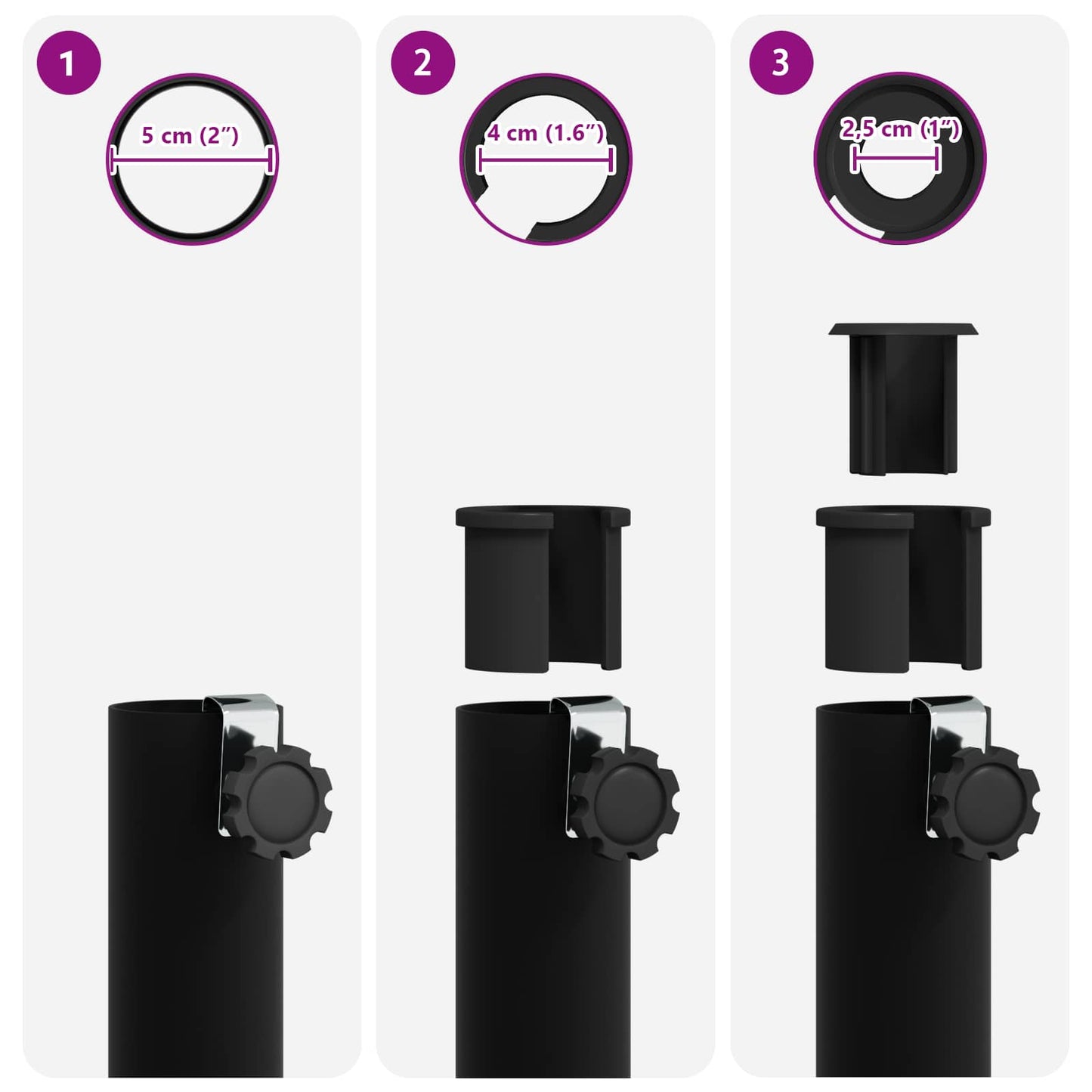 vidaXL Βάση ομπρέλας για πόλο 25–50 mm Μαύρο