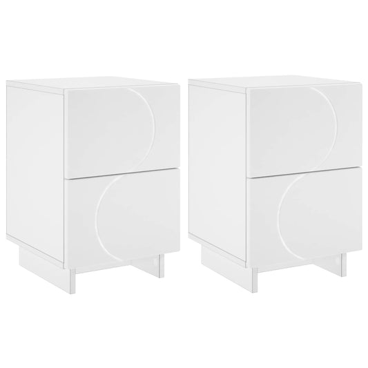 vidaXL Κομοδίνο 2 τεμ. Λευκό 33,5 x 34,5 x 50 εκ Επεξεργασμένο Ξύλο
