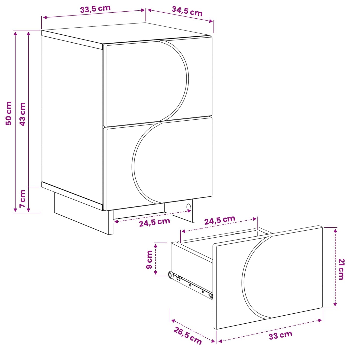 vidaXL Κομοδίνο 2 τεμ. Καπνιστή δρυς 33,5 x 34,5 x 50 εκ
