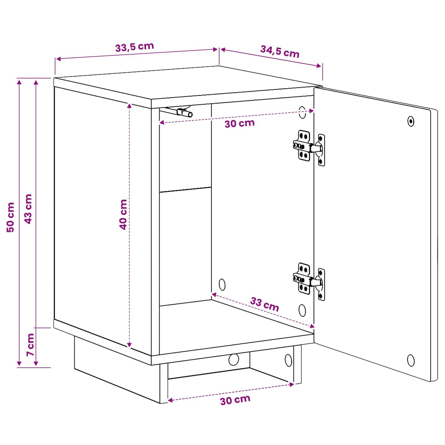 vidaXL Κομοδίνο Καπνισμένο Ξύλο Δρυός 33,5 x 34,5 x 50 εκ