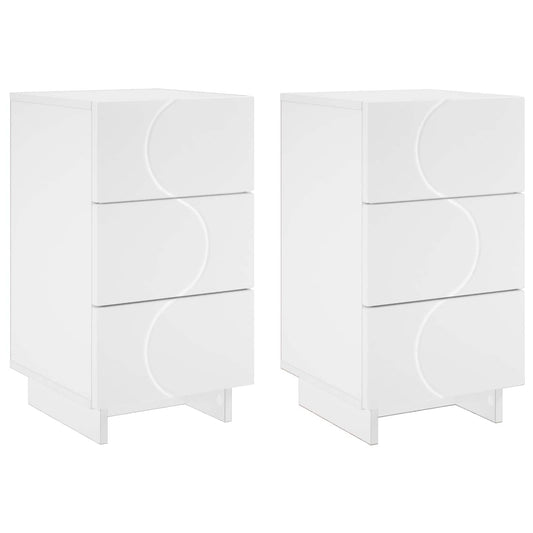 vidaXL Κομοδίνο 2 pcs Λευκό 33,5 x 34,5 x 60 εκ. Επεξεργασμένο Ξύλο
