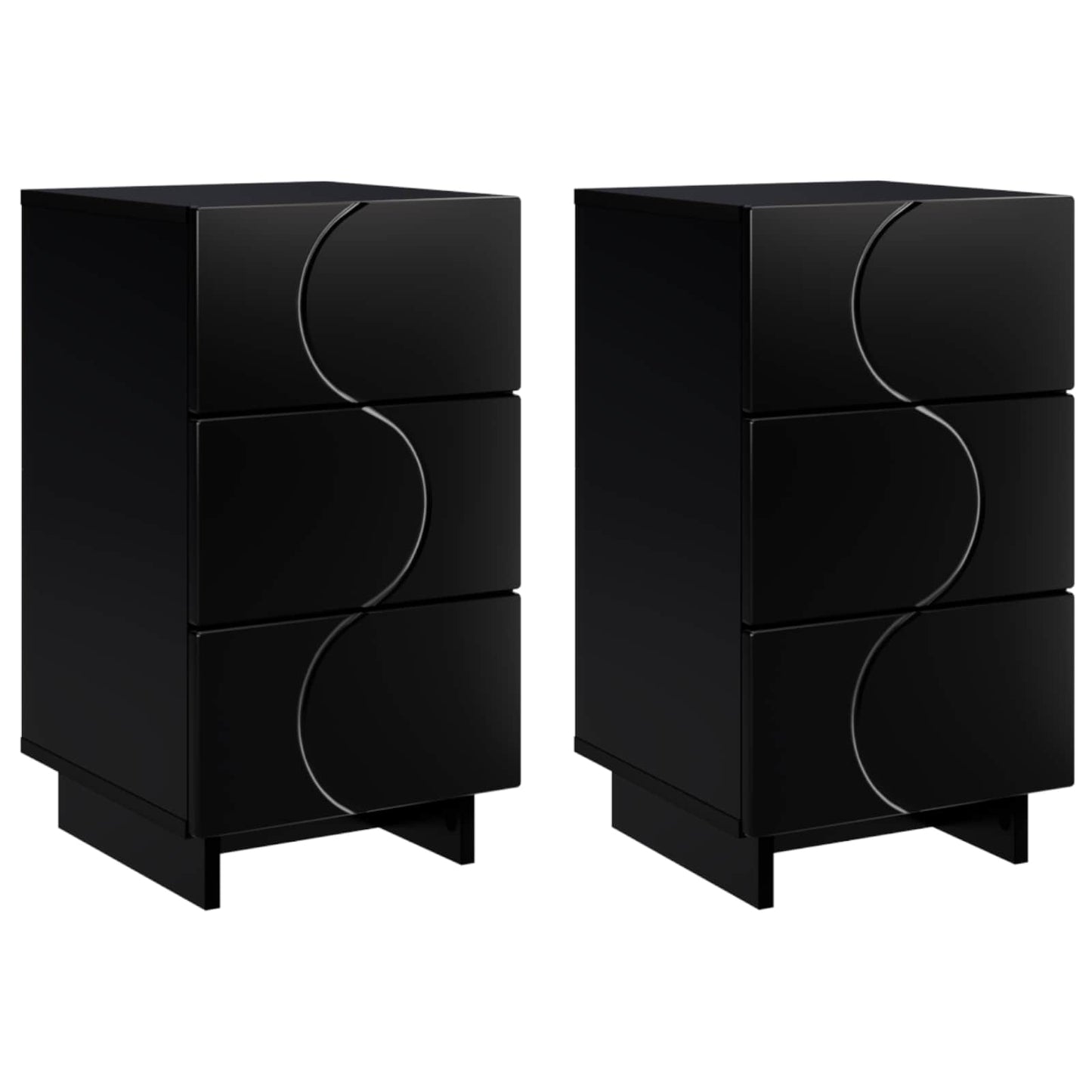 vidaXL Κομοδίνο 2 pcs Μαύρο 33,5 x 34,5 x 60 εκ. Επεξεργασμένο Ξύλο