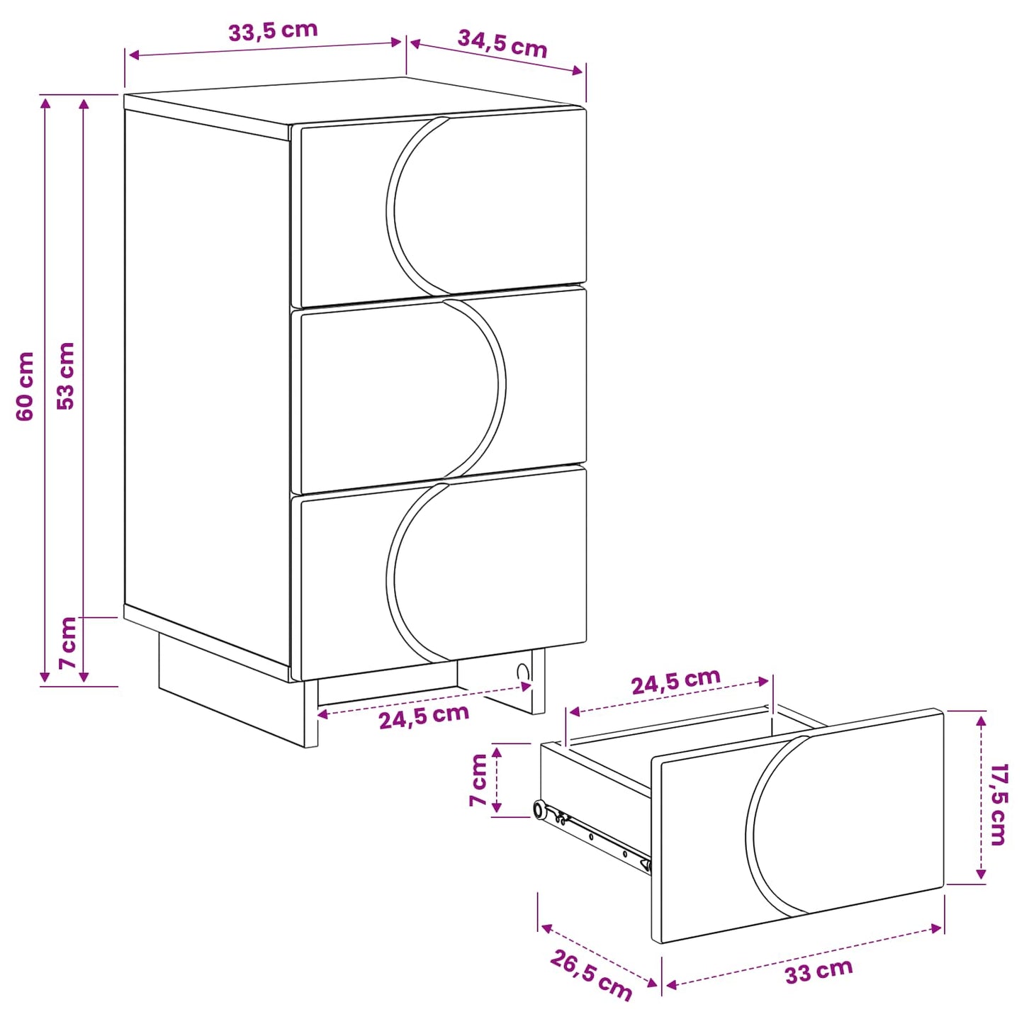 vidaXL Κομοδίνο 2 τεμ. Sonoma δρυς 33,5 x 34,5 x 60 εκ.