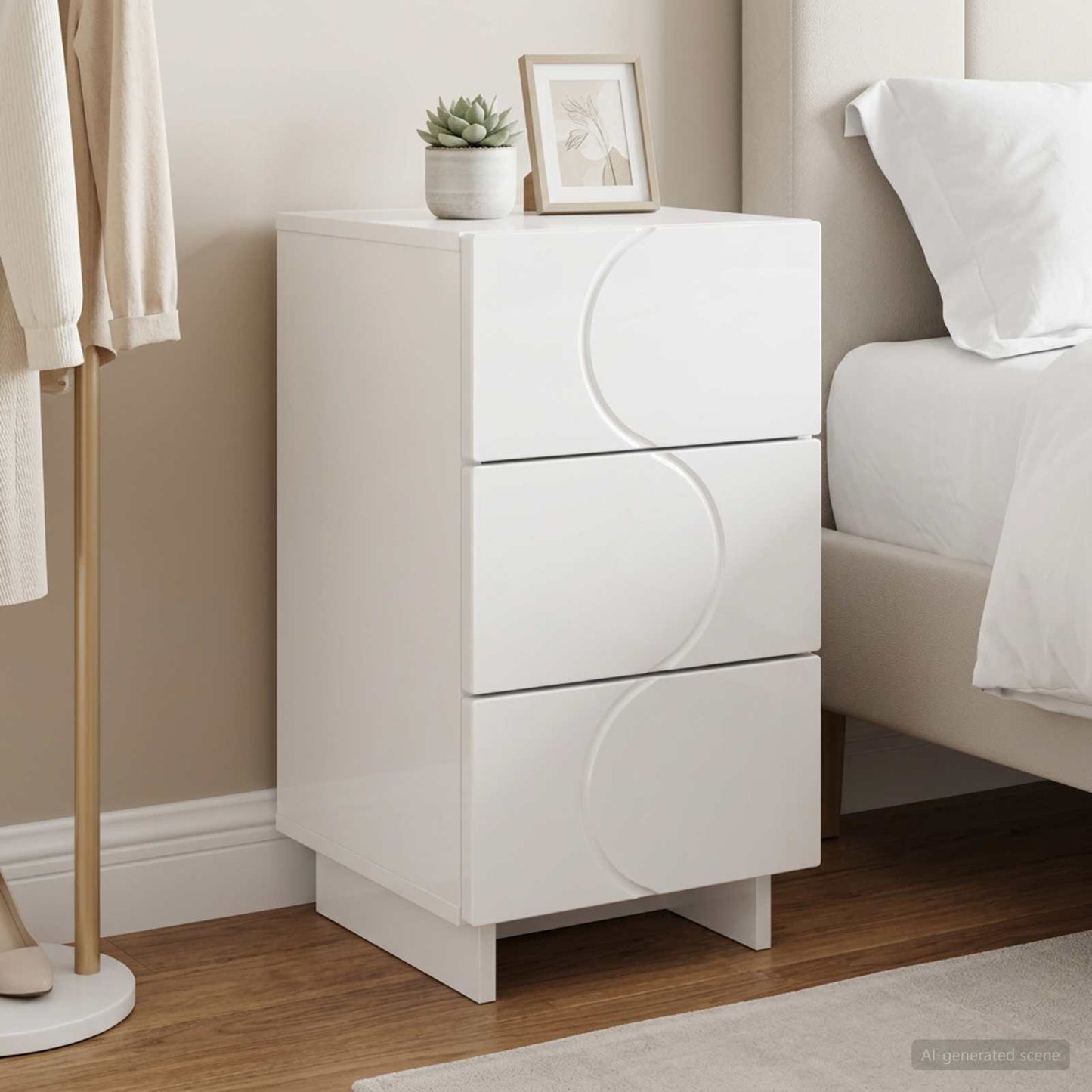 vidaXL Κομοδίνο Λευκό υψηλής γυαλάδας 33,5 x 34,5 x 60 εκ.