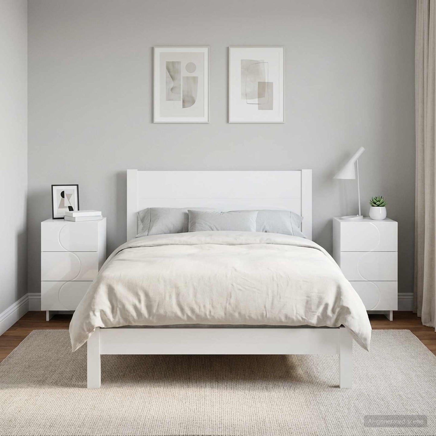 vidaXL Κομοδίνο 2 τεμ. Λευκό υψηλής γυαλάδας 33,5 x 34,5 x 60 εκ.