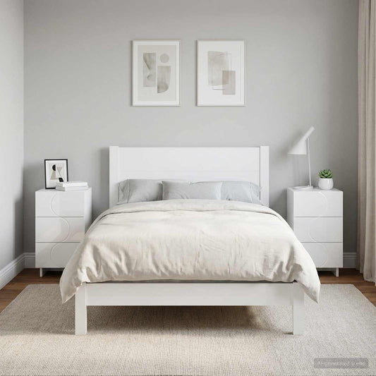 vidaXL Κομοδίνο 2 τεμ. Λευκό υψηλής γυαλάδας 33,5 x 34,5 x 60 εκ.