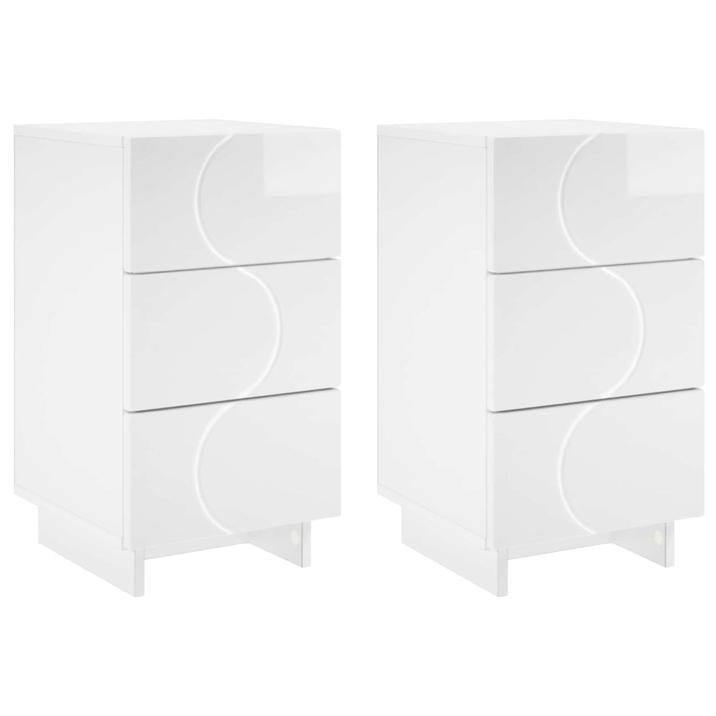vidaXL Κομοδίνο 2 τεμ. Λευκό υψηλής γυαλάδας 33,5 x 34,5 x 60 εκ.