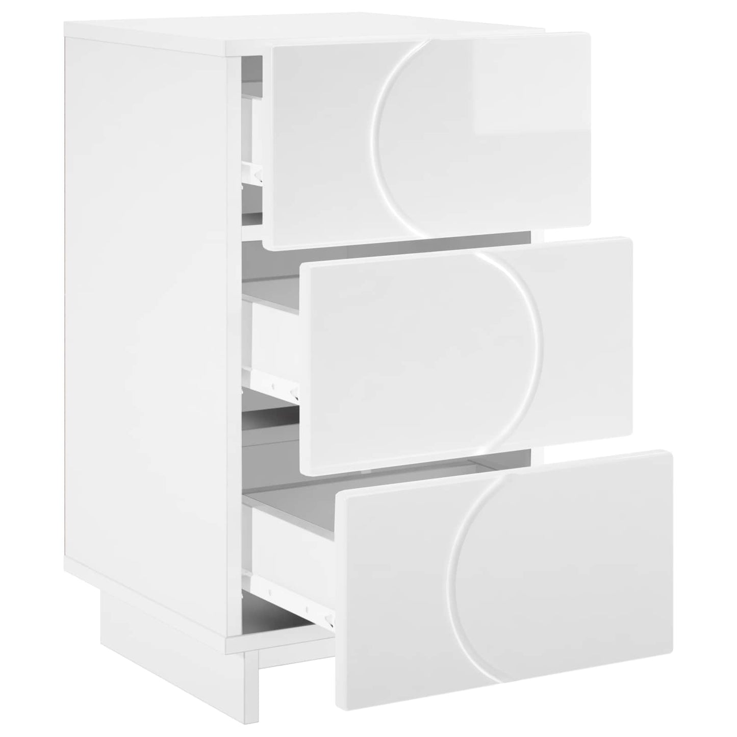 vidaXL Κομοδίνο 2 τεμ. Λευκό υψηλής γυαλάδας 33,5 x 34,5 x 60 εκ.