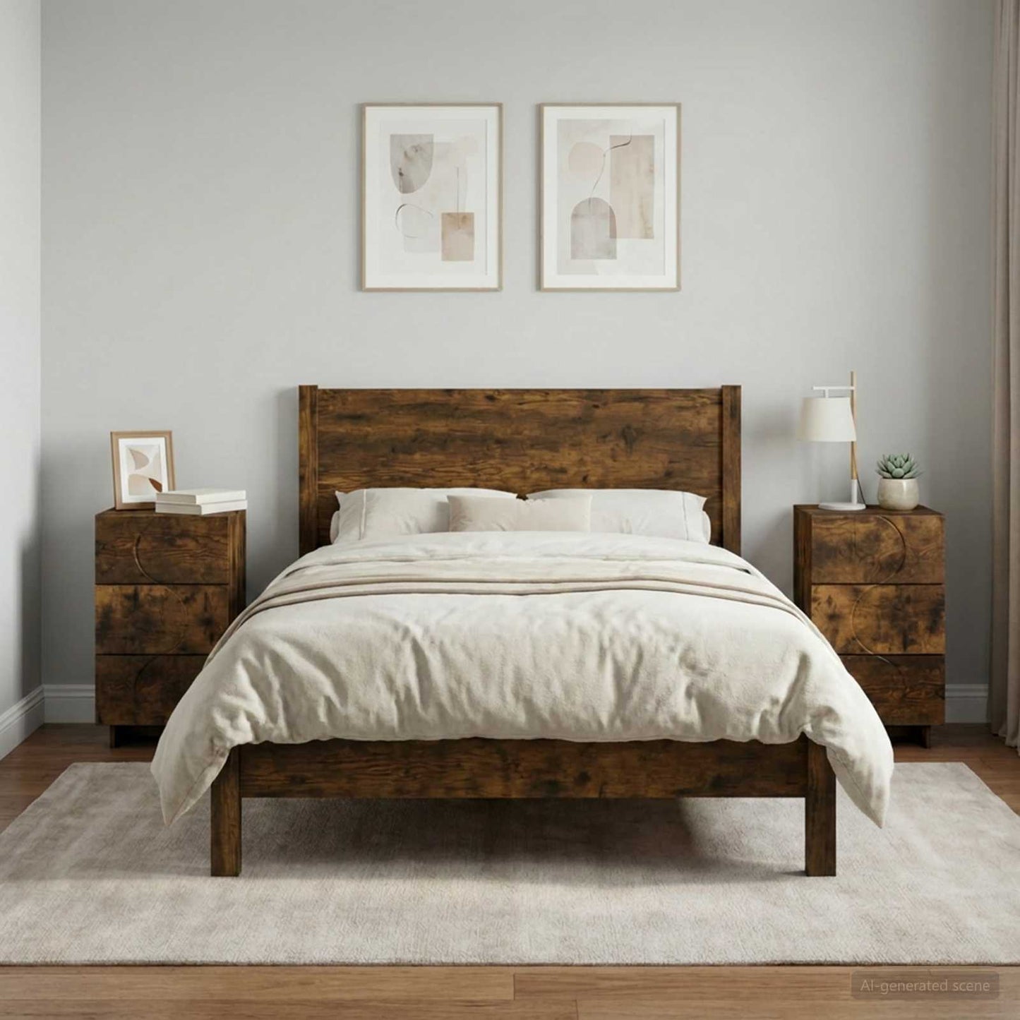 vidaXL Κομοδίνο 2 τεμ. Καπνιστή Δρυς 33,5 x 34,5 x 60 εκ.