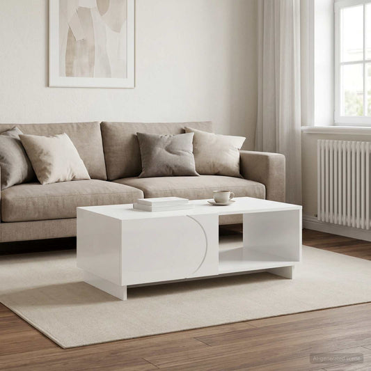 vidaXL Τραπεζάκι σαλονιού Γυαλιστερό Λευκό 95 x 50,5 x 35 εκ.