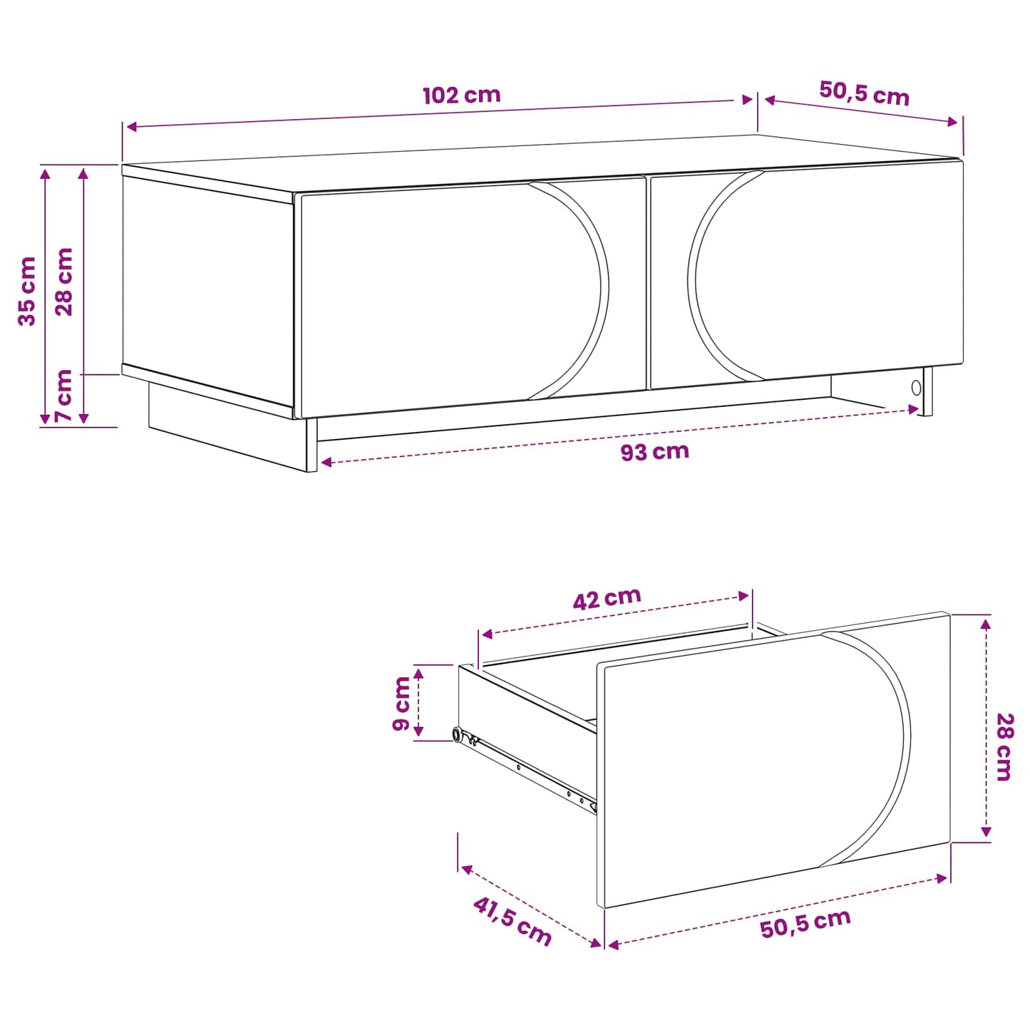 vidaXL Τραπεζάκι σαλονιού Λευκό 102 x 50,5 x 35 εκ Επεξεργασμένο Ξύλο