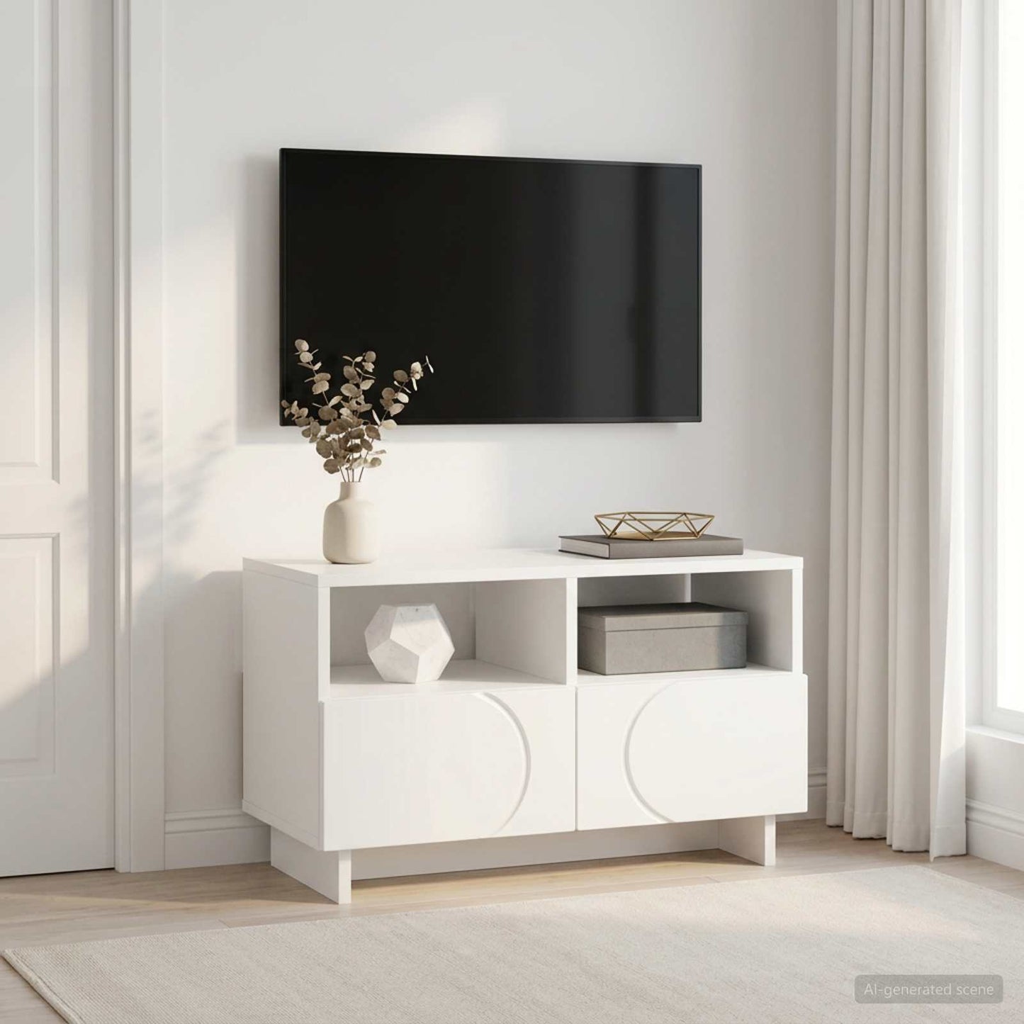 vidaXL Βάση TV 60 x 34.5 x 40 cm Λευκό Επεξεργασμένο Ξύλο