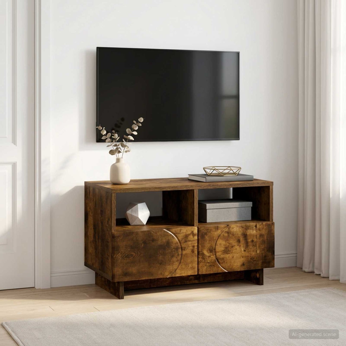 vidaXL Βάση TV 60 x 34.5 x 40 cm Καπνισμένο Ξύλο Δρυός