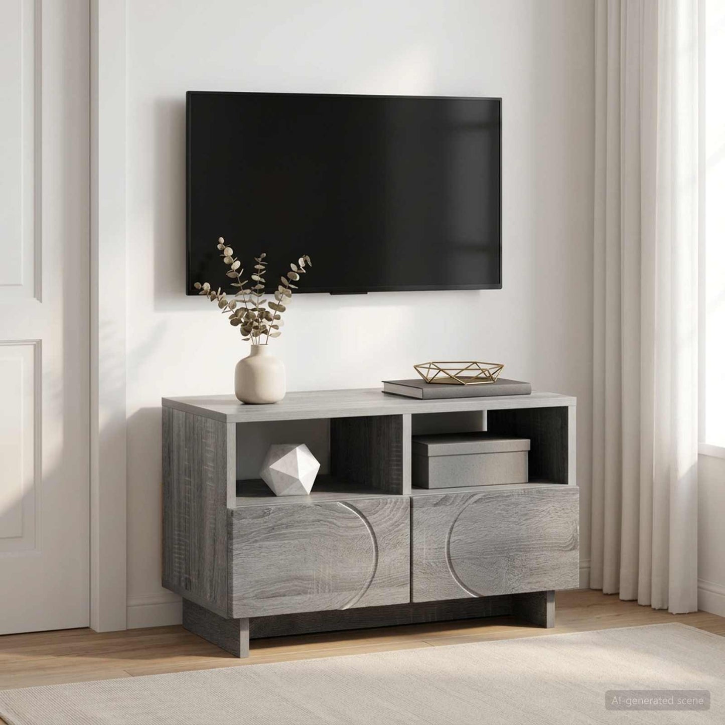 vidaXL Βάση TV 60 x 34.5 x 40 cm Γκρι Sonoma Επεξεργασμένο Ξύλο