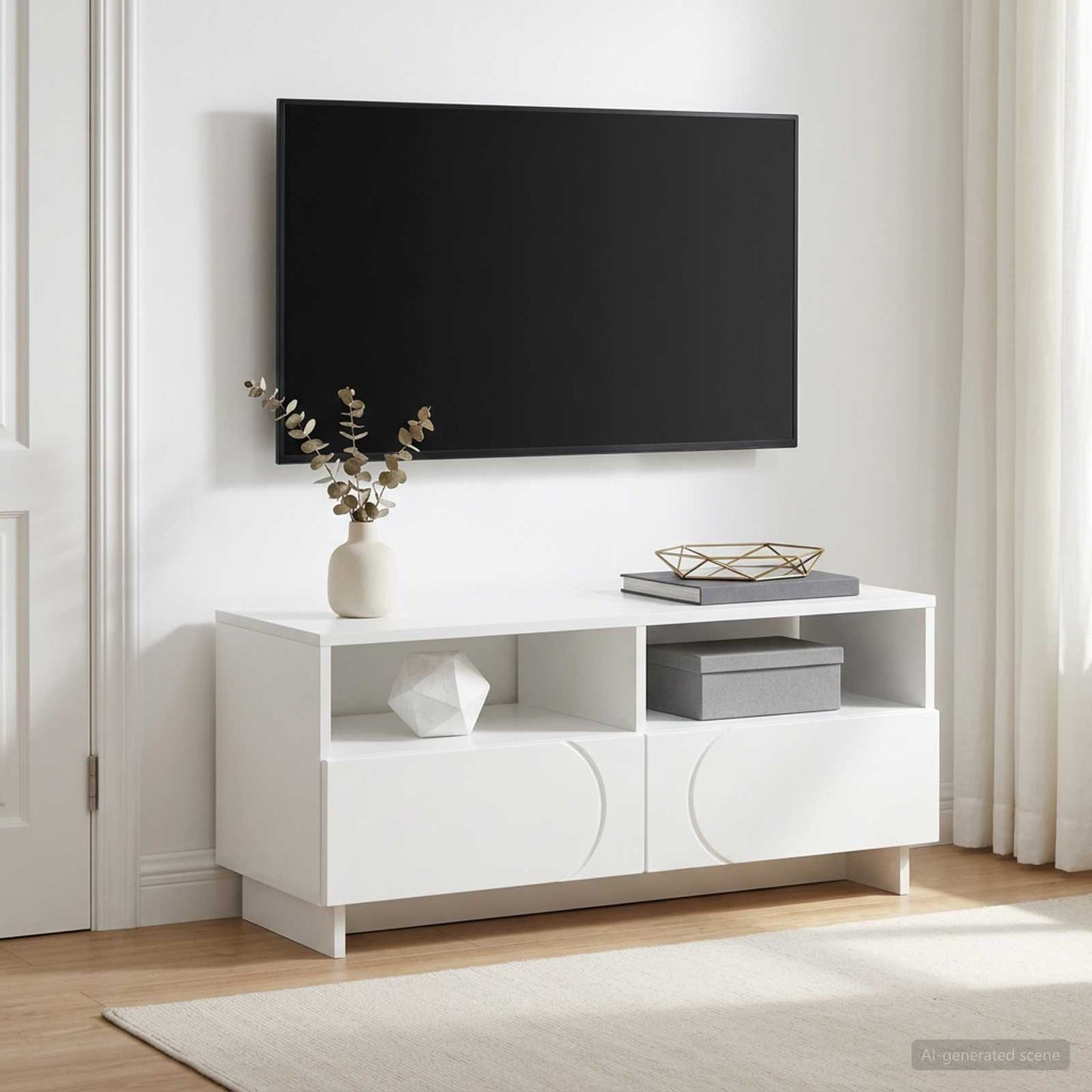 vidaXL Βάση TV 90 x 34.5 x 40 cm Λευκό Επεξεργασμένο Ξύλο