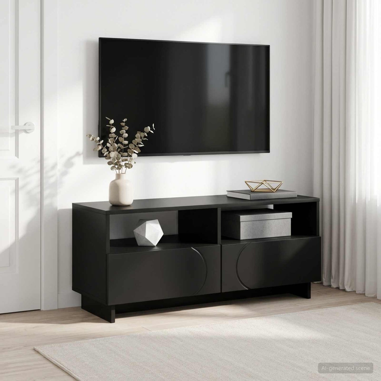 vidaXL Βάση TV 90 x 34.5 x 40 cm Μαύρο Επεξεργασμένο Ξύλο